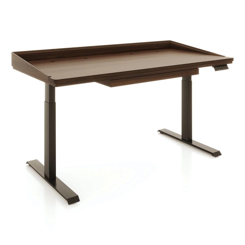 Odin Home Office Solid Wood Standing Desk, Natural Walnut, Black, 51" H x 60" W x 30" D