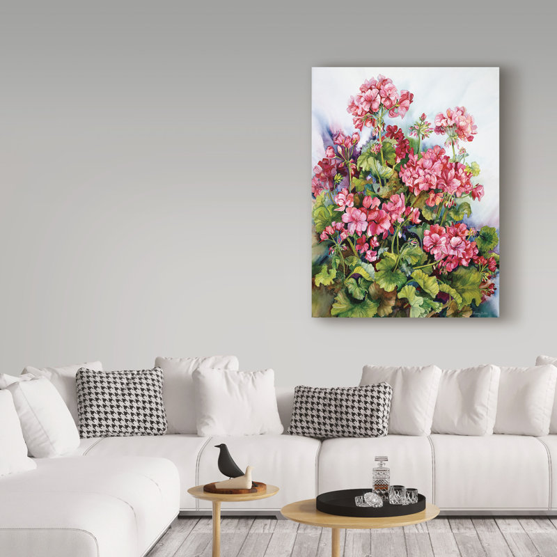 Rouge géranium-impression sur toile tendue Joanne Porter, H 19 po x l 14 po x P 2 po