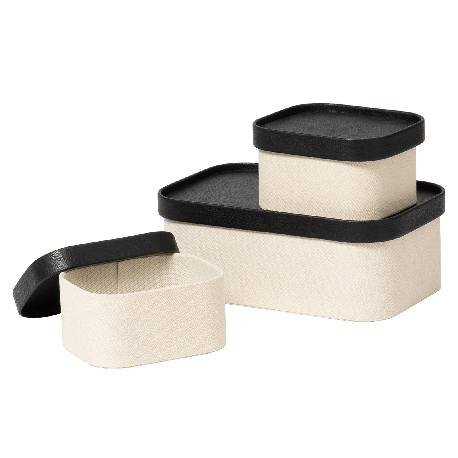 Decorative Basket - Set of 3, Beige/Black