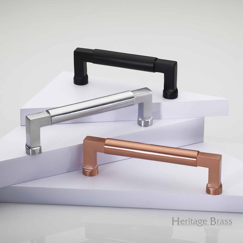 Heritage Brass Heritage Cabinet Pull Bauhaus Design, Satin Rose Gold, 32cm H x 1.6cm W x 4cm D