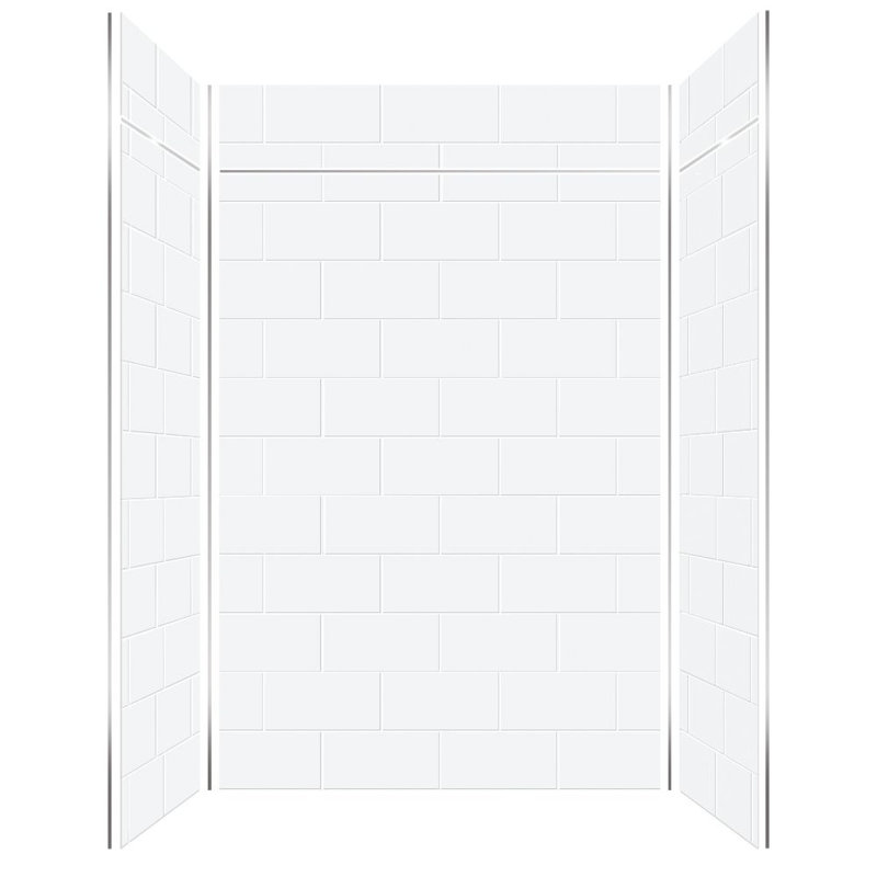 Transolid Prodigy 60-in x 36-in x 96-in Shower Wall Kit with Extension, White Horizontal Tile