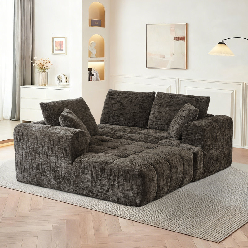 Canapé modulaire 108 po Chenille, Face à la gauche, Chenille brun