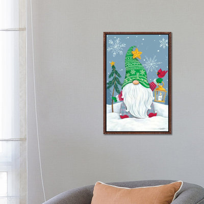Snowy Gnome With Lantern by Diane Kater - Print on Canvas