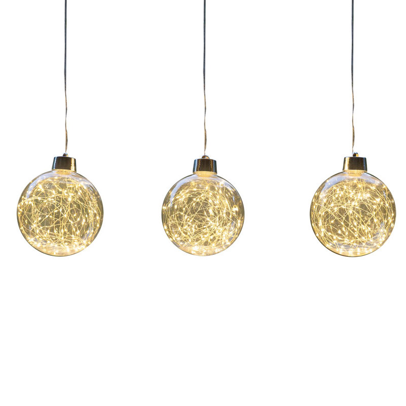  Décoration suspendue à DEL en forme de globe blanc chaud 6 po, 6 po x 18,35 po
