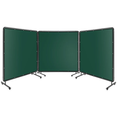 3 panneaux de soudure 6 x 6 pi avec cadre, rideau en PVC ignifuge avec roues verrouillables