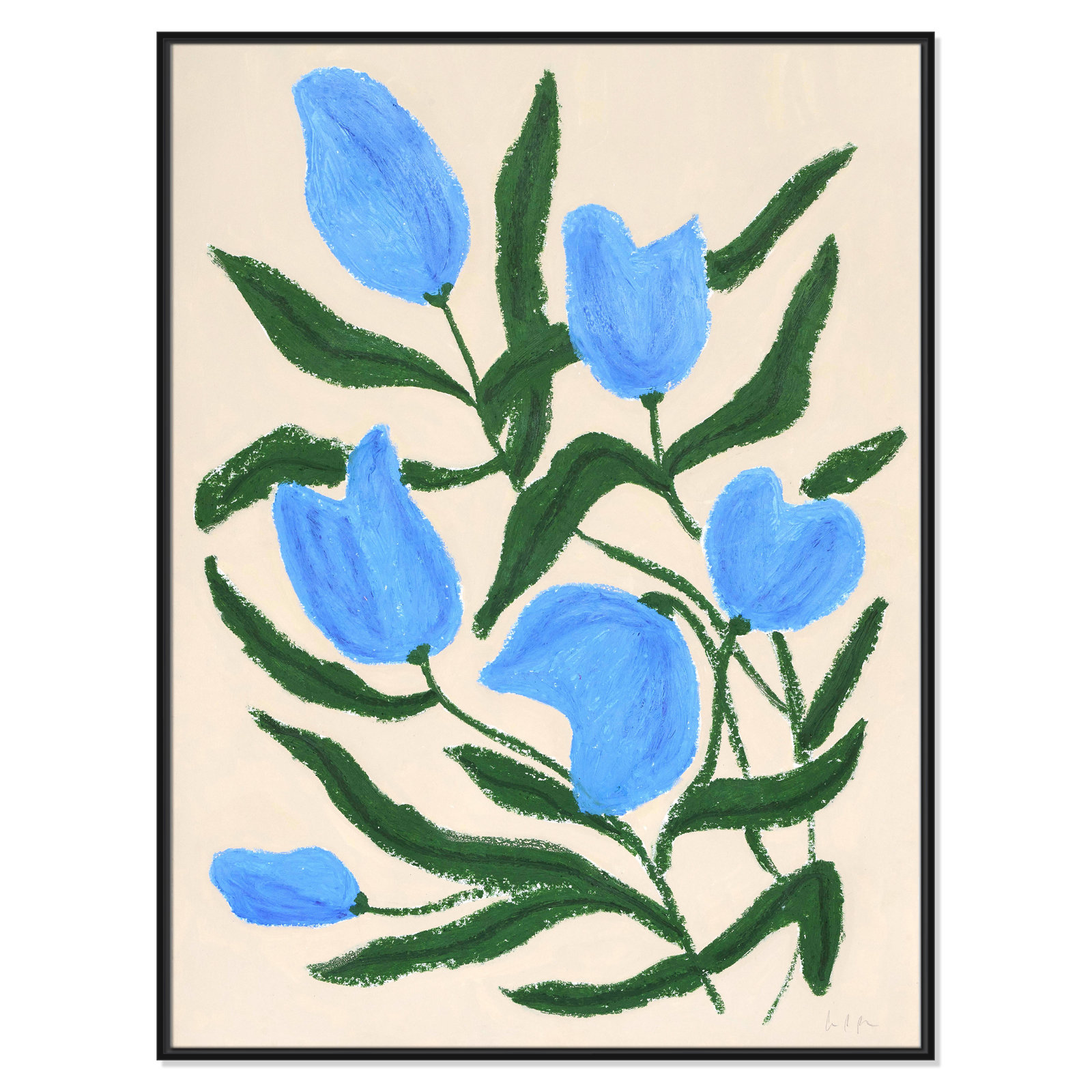 Blue Tulips Print by Camilla Bergqvist, Black, 49.5" H x 37.5" W