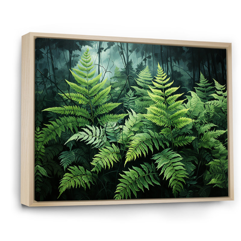 Emerald Green Ferns Forest IV sur toile, H 34 po x l 44 po x P 1,5 po, Cadre flottant naturel