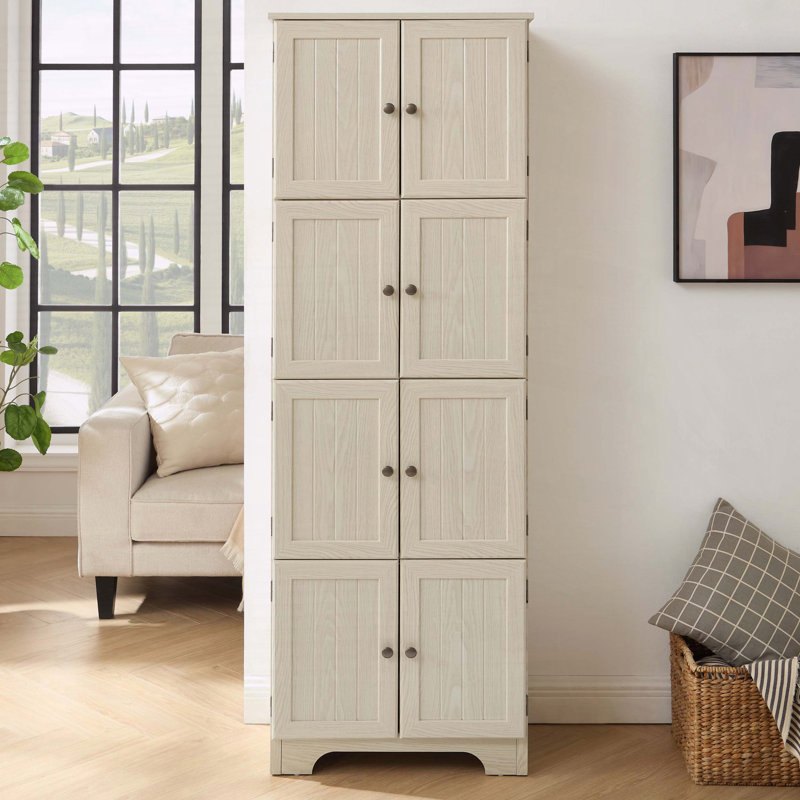 Armoire de rangement haute 72,4 "avec 8 portes et 4 tablettes - blanc, Blanc