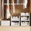 5-Pack Stackable Closet Storage Organizer with Slide Rails PP Plastic Shelf Bin for Home Office Bathroom