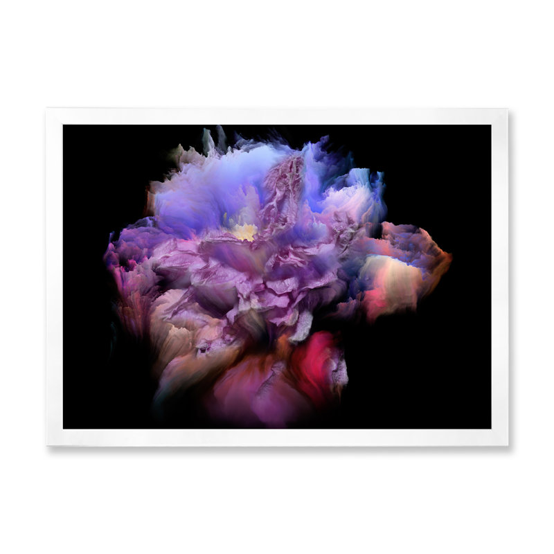 «Purple Dark Fractal Flower II», reproduction sur toile encadrée, H 8 po x l 12 po x P 1 po, Cadre photo blanc