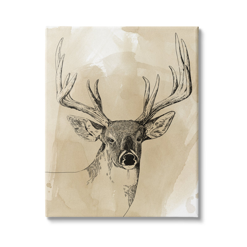 Motif rustique, aquarelle, animaux sauvages, aquarelle, H 20 po x l 16 po x P 1,5 po, Toile tendue