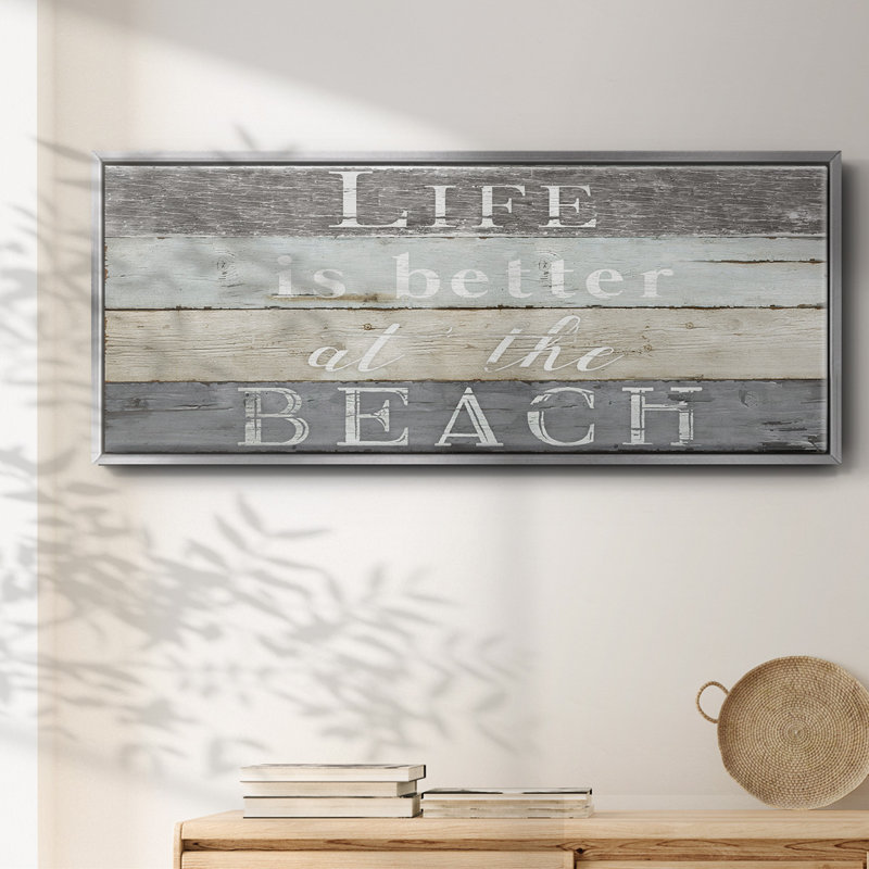 Life Better Beach- Framed Canvas, 8" H x 20" W