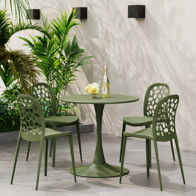 Ensemble repas d'extérieur rond, Vert