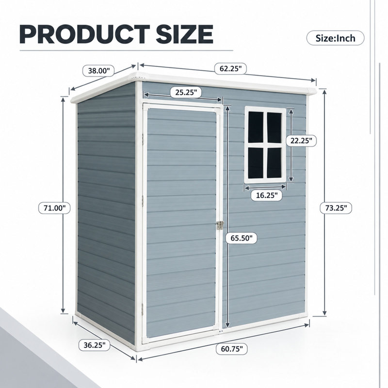 5x3 Resin Outdoor Storage Shed with Floor and Window Gray