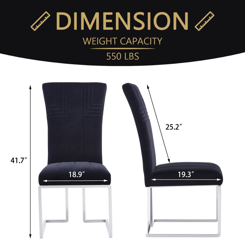 Chaise parsons en velours capitonné Breah, Noir, Argent
