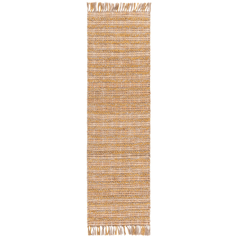 Cape Cod 871 Hand Woven Jute/Cotton Geometric Rug in Gold/Natural, Runner 2'3" x 8'