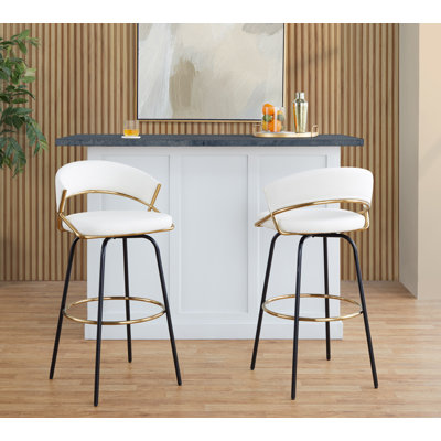 Tabourets de bar en métal à hauteur fixe 30 po avec repose-pieds rond Loehr
