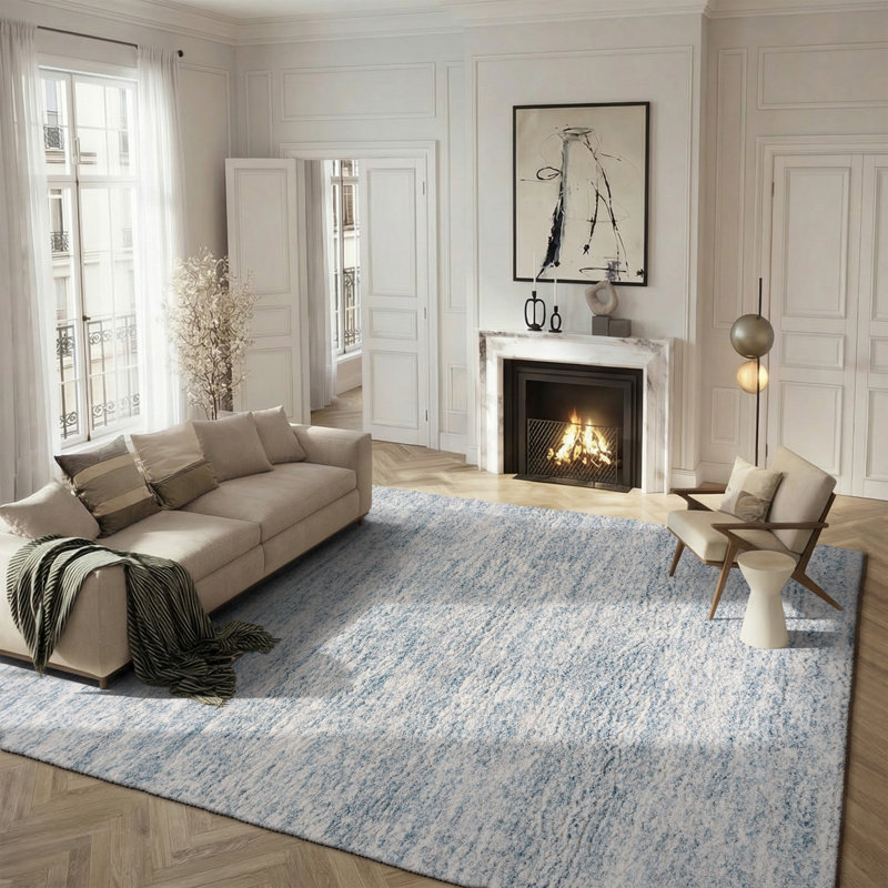 Jeremias Berber Shag 563 Area Rug In Ivory / Light Aqua, Rectangle 8' x 10'