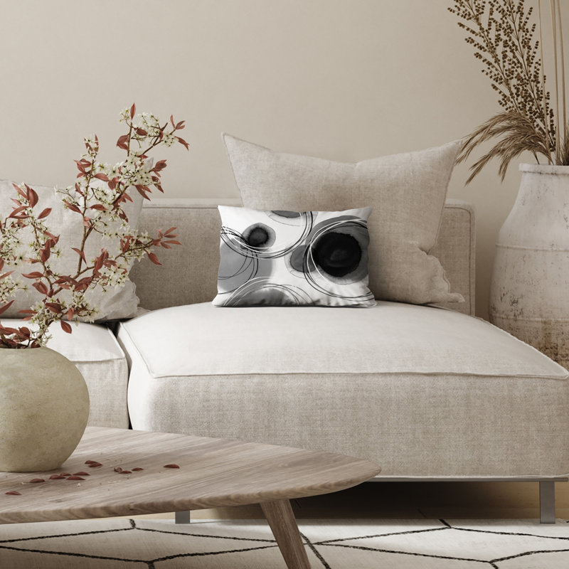 Abstract Rectangular Throw Pillow with Premium Polyester, 14''H x 10''W, Black/White