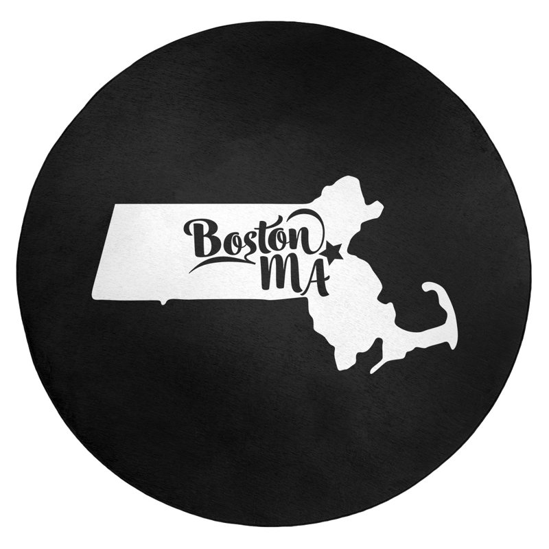 Tapis de l’aire noire boston massachusetts poly chenille, Rond 5 pi