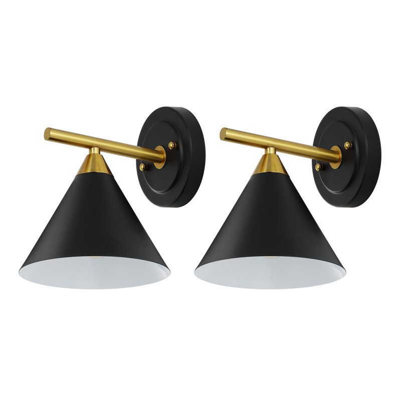 Berkay Iron Armed Sconce, Black/Brass Gold