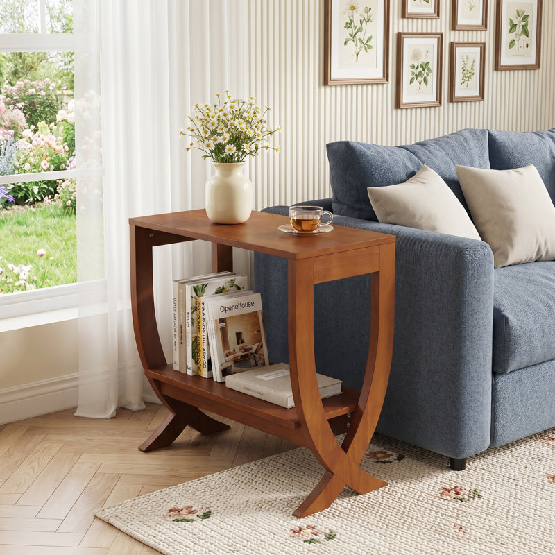 Solid Wood Pedestal Side Table Set, 2