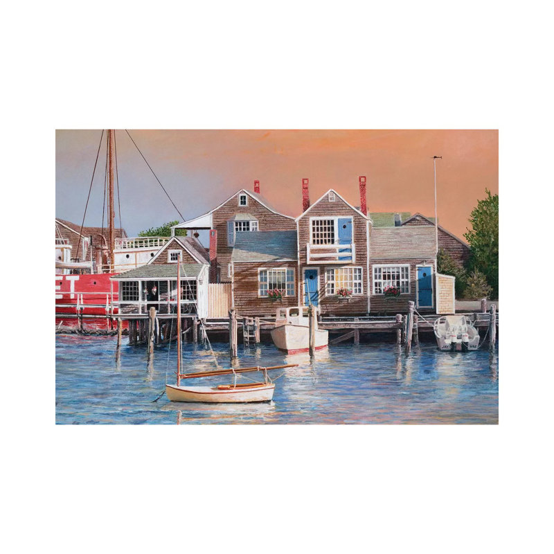 Harbor Sunrise by Tom Mielko - Wrapped Canvas Painting, 30.48 cm H x 45.72 cm W