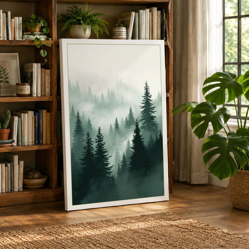Quiet Northern Forest Scandinavian - Wrapped Canvas, 24x16 - 61.0 x 40.6 cm, Ochre Border