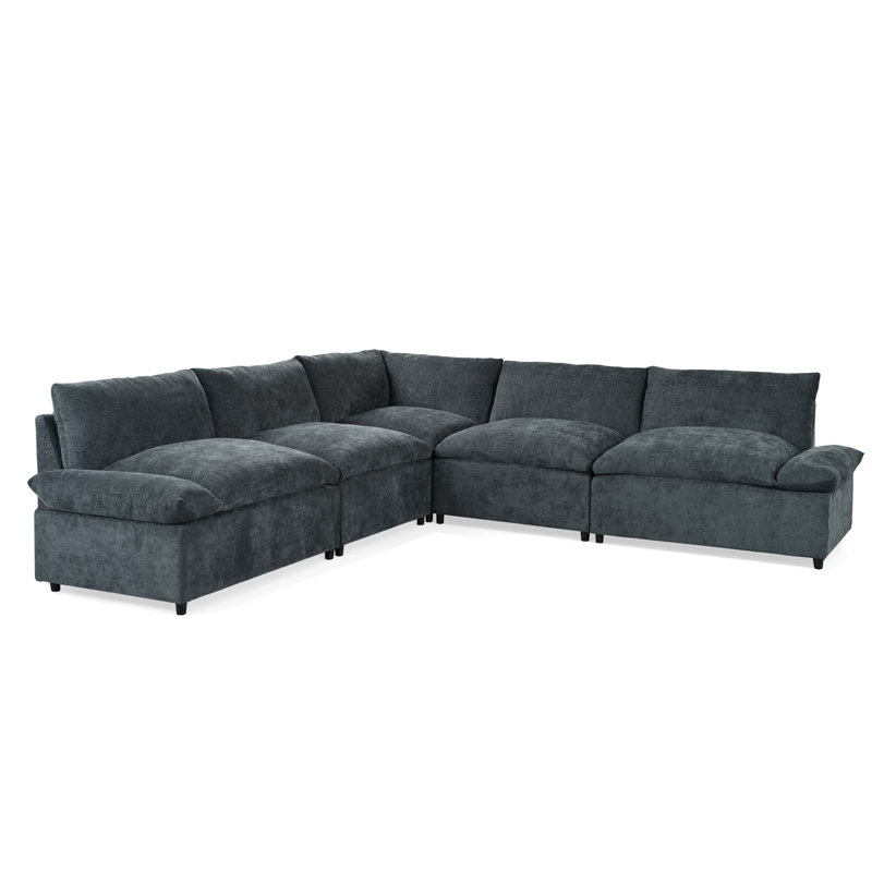 Canapé modulaire gris foncé avec cadre et compartiments de rangement cachés de 115,5 po de profondeur