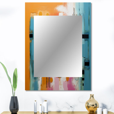 Colorful orange and blue play forms II - Multi-Color Wall Mirror Decor