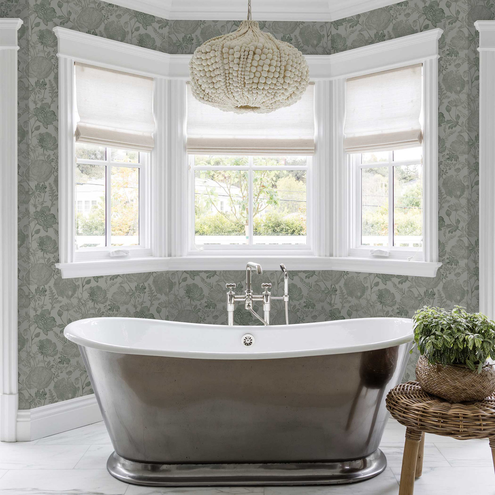 Poppies Textured Peel and Stick Wallpaper by Pure Salt, Green