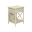 Table transitionnelle avec placage blanc antique et tiroir pour la chambre à coucher