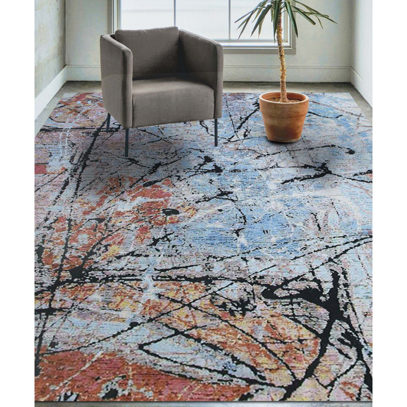 Wool Abstract Area Rug, Rectangle 8' x 10'
