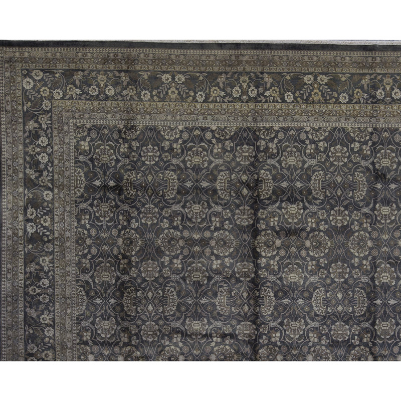 Tapis noir et noir de haute qualité noué à la main