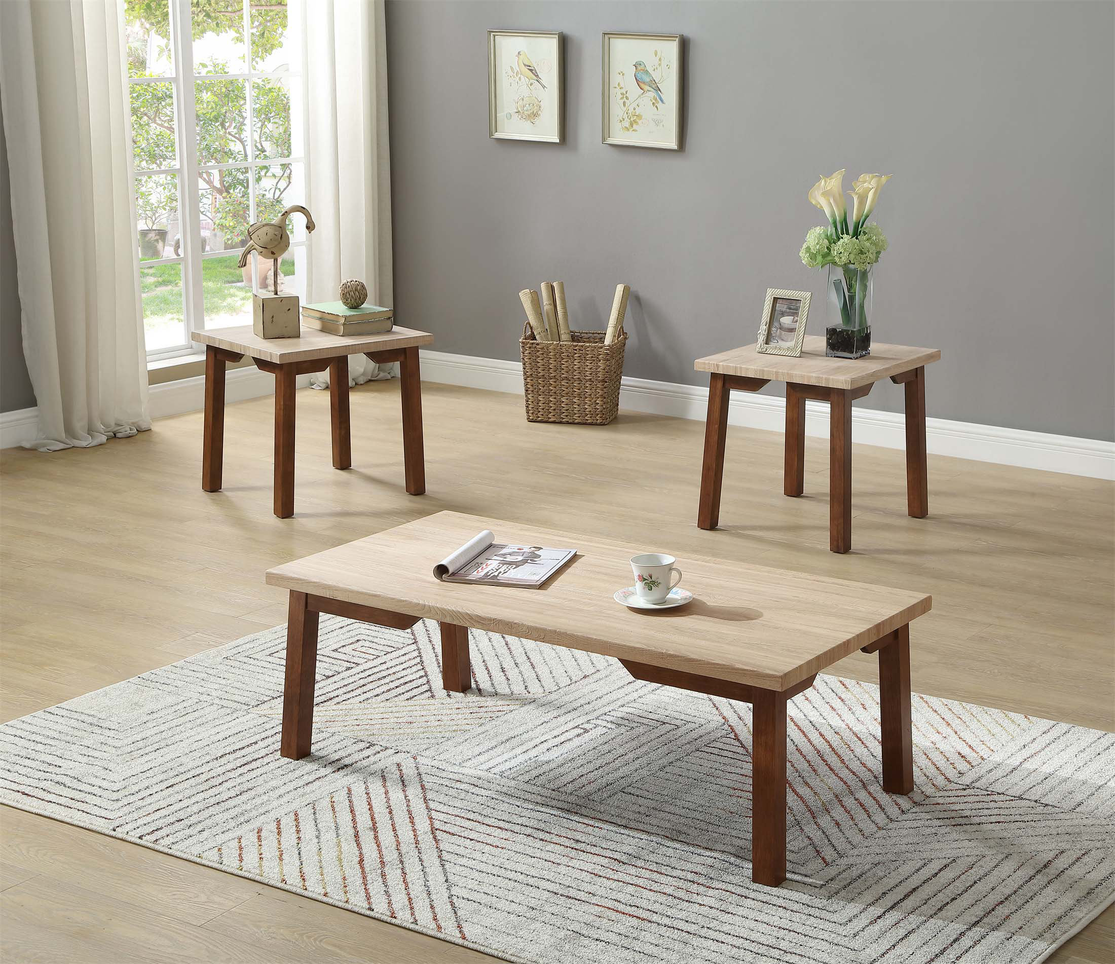 Latitude Run® 3PC Coffee Table And End Tables Set, Traditional Living ...