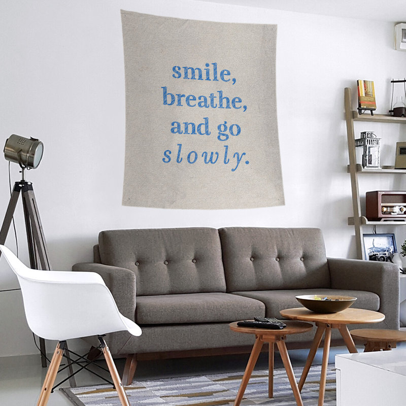 Tapisserie de polyester à quote-main lente, H 27,5 po x l 37,5 po, Blanc / bleu