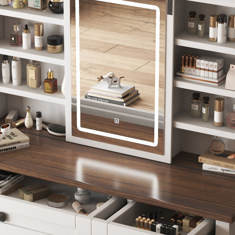 Bureau de coiffeuse de maquillage de ferme avec miroir coulissant et miroir de lumières seulement (miroir inclus seulement)