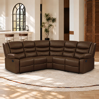 Canapé modulaire inclinable en similicuir 5 places avec tables rabattables