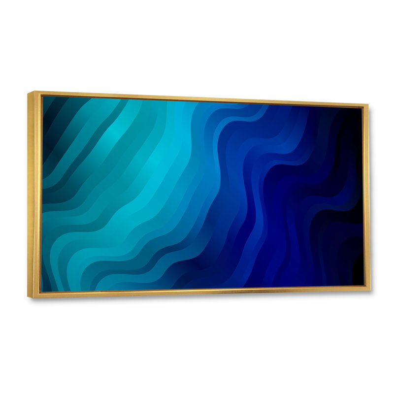 Abstraits vagues turquoise lapidées - impression sur toile, H 8 po x l 12 po x P 1 po, Cadre doré