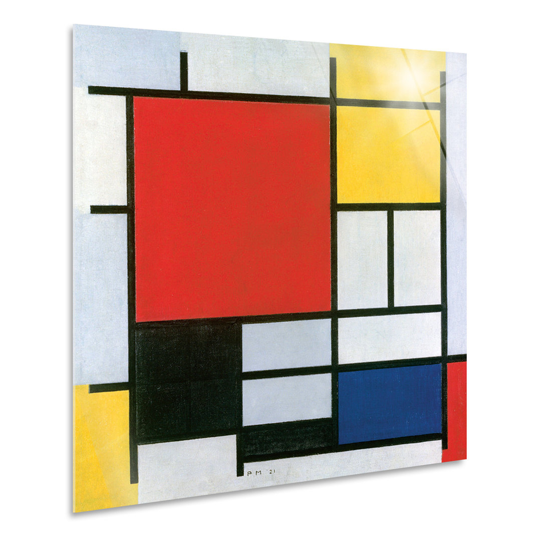 Wandbild Komposition Nr. 11 in Rot Gelb Blau und Schwarz von Piet Mondrian