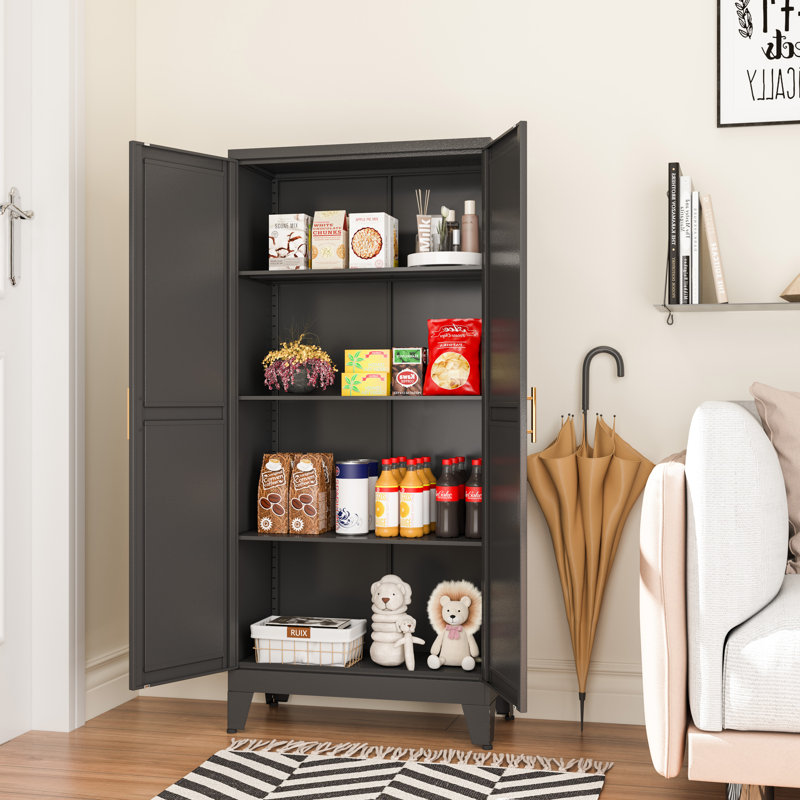 Meuble de cuisine Jalian avec 2 portes et 3 tablettes Mercer41, Noir, noir, noir, noir