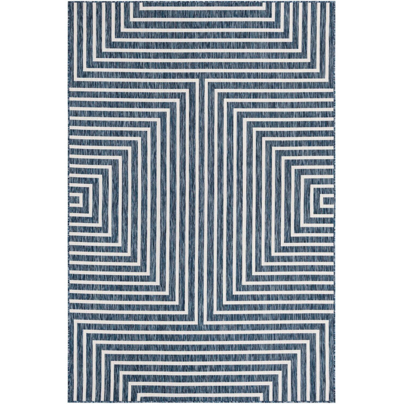 Contemporary Odawa Area Rug Blue Color, Rectangle 6'1" x 9'