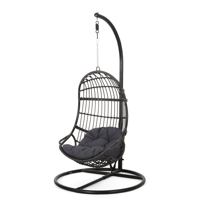 Balancelle avec support Gatsby, Structure grise / coussin gris foncé