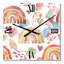 Multicolore arc-en-ciel avec nuages et cœurs - horloge murale pour enfants-1632612453
