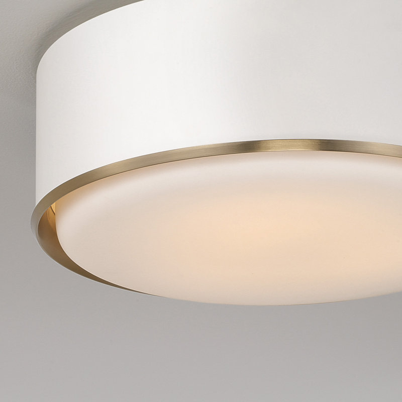 15" W x 6" H 3-Light Semi Flush Mount with Matte Brass Details and Frosted White Diffuser, Matte Brass/White