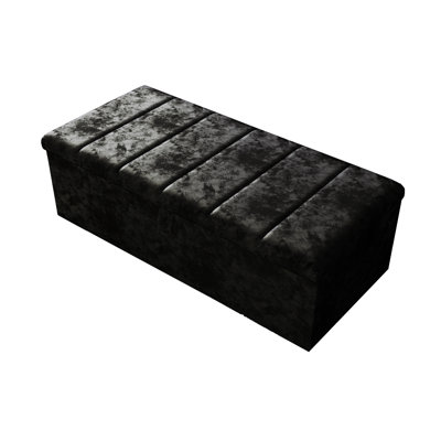 Alakay 102cm Wide Rectangle Striped Ottoman Storage Box with Hydrolic Arm