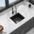 Black Quartz Undermount Kitchen Sink 17.58"X15.72" - Advanced Composite For A Stable Sink, Eliminates Noise And Dirt, Non Porous Cleaner Surfaces, Rounded Design, Comes With Guide Bottom Grid Granite