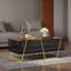 Table basse moderne moderne avec 4 tiroirs, base dorée et surface noire ultrabrillante