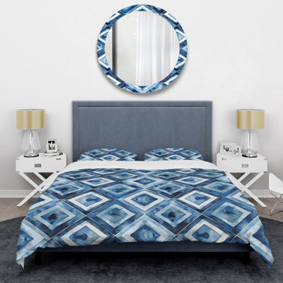 Ensemble de housse de couette Blue White Diamond II - Glam