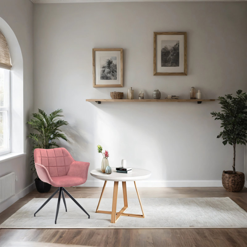 Chaise avec accoudoirs en velours Solace, Velours rose